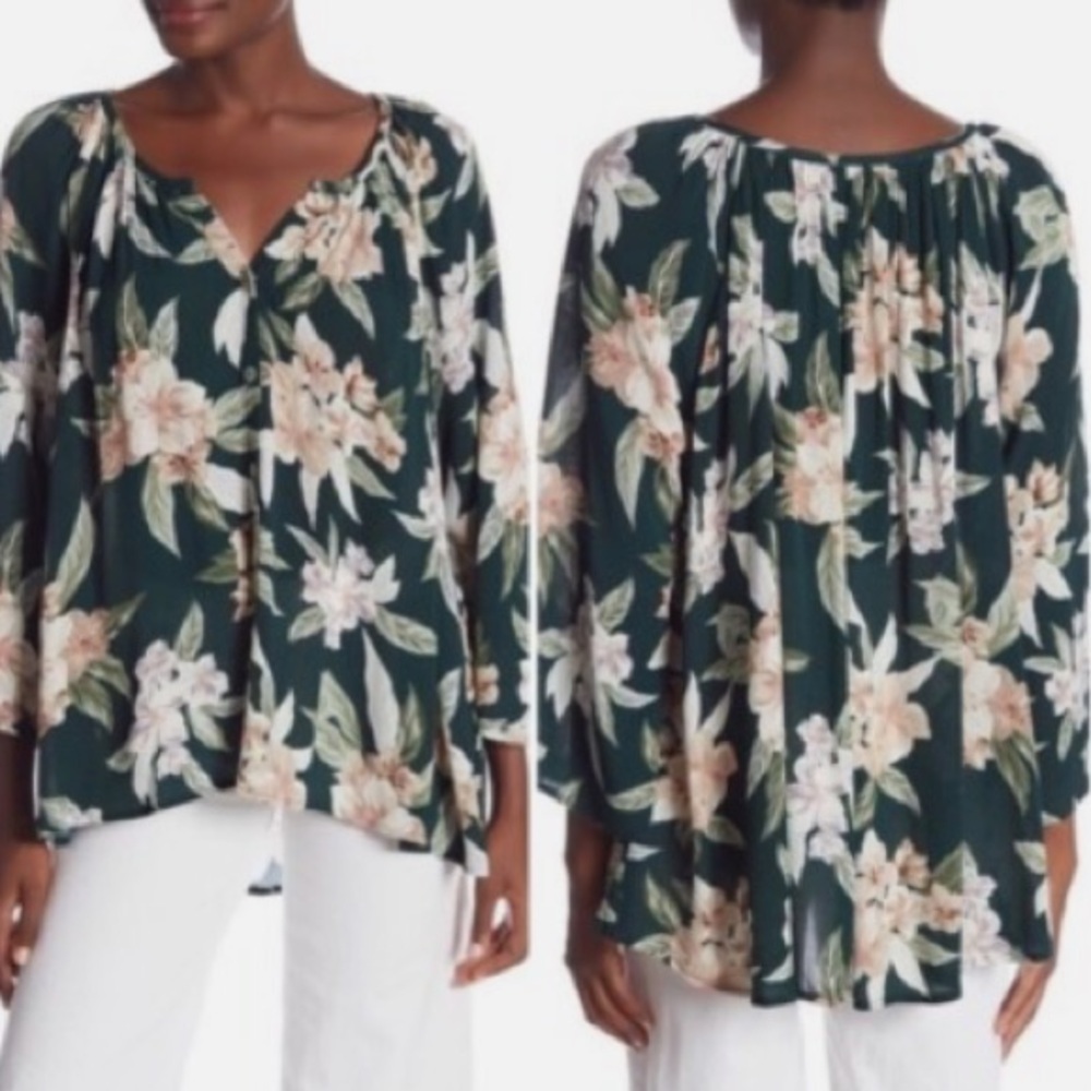 Show Me Your Mumu Women's Catalina Cup Green Floral Tunic Top Size M